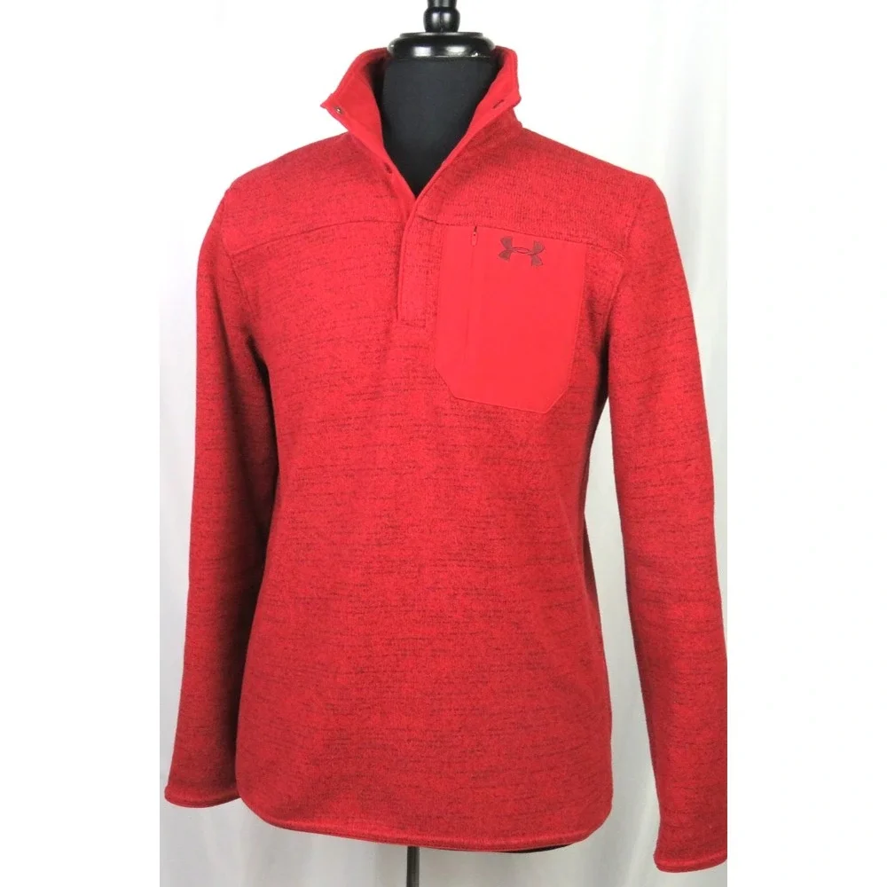 Under‎ Armour Cold Gear Orange 1/4 Zip Pull Over Sweater Fleece Jacket Men's MED